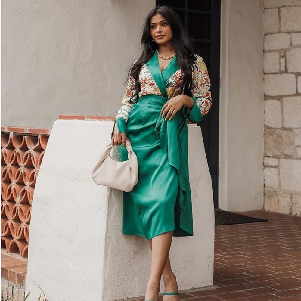 The Drop Women's Ultramarine Green Sarong Wrap Skirt by @sruthijayadevan XS. NWT